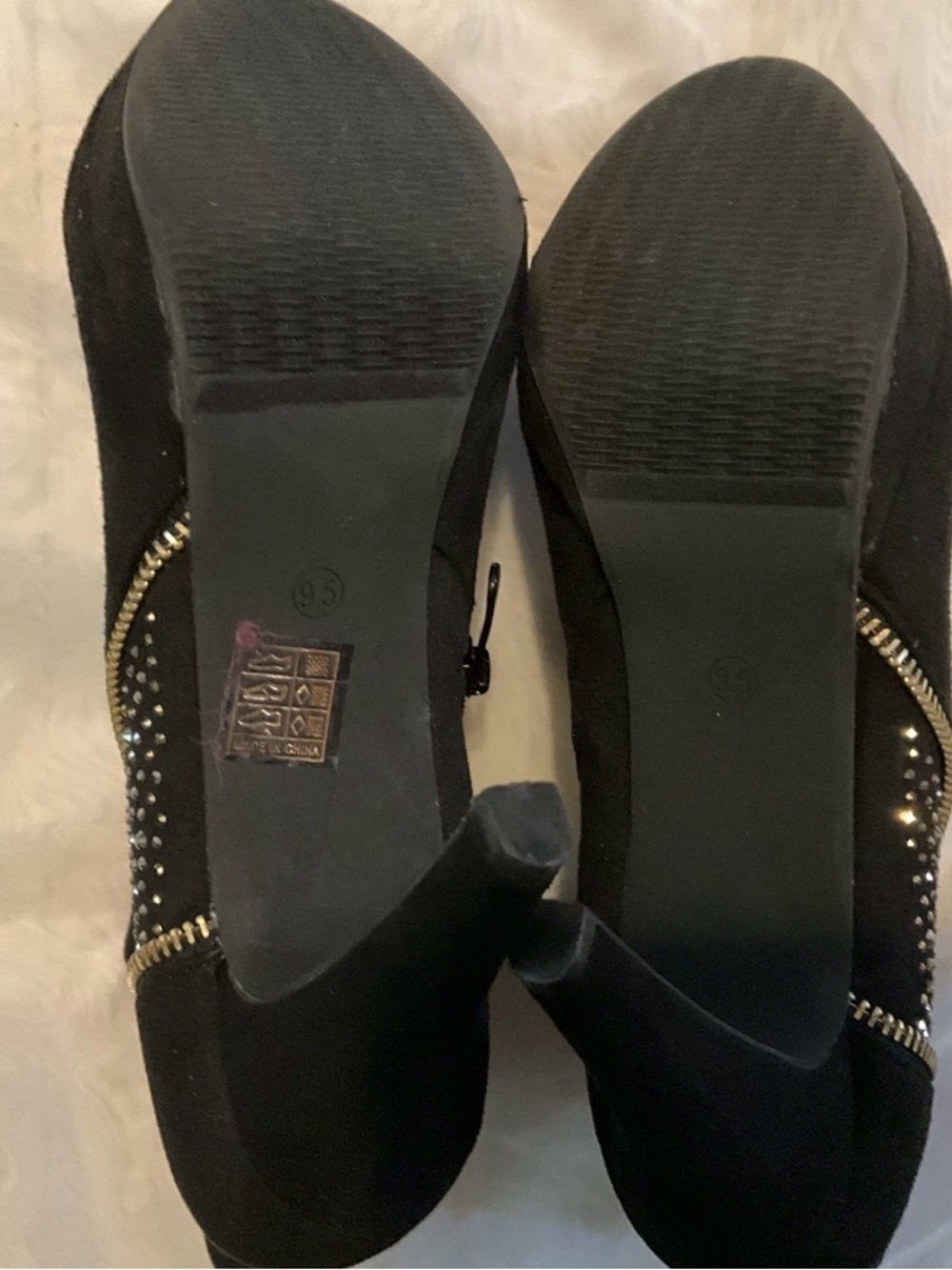 Black Stud-Accent High Heel Ankle Booties - Picture 4 of 6